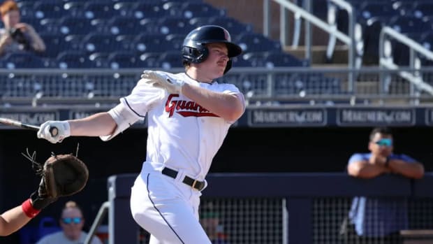 Kyle Manzardo playing in the 2023 Arizona Fall League.